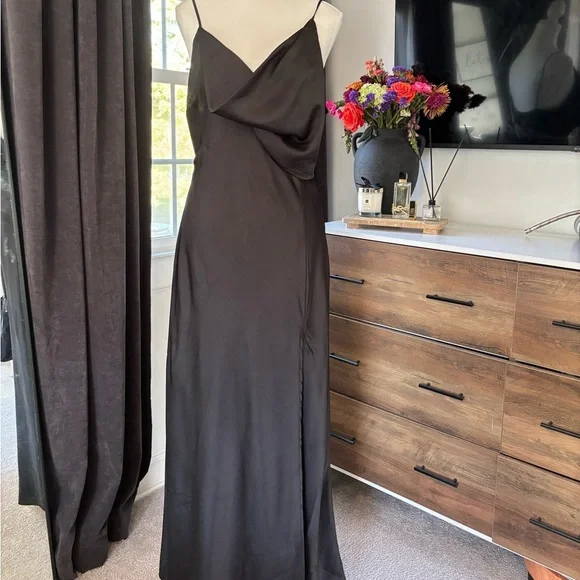 Astr Black Satin Maxi Dress - Picture 1 of 3